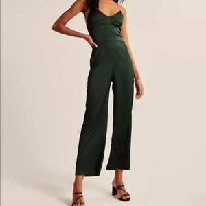 Emerald Satin Wide Leg Jumpsuit